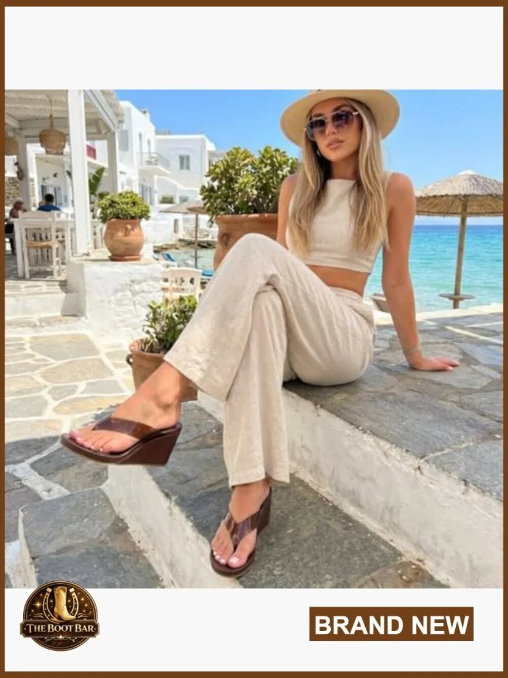 Platform Wedge Thong Sandals with Contoured Footbed, Women's Size